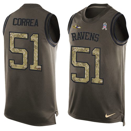 Nike Ravens #51 Kamalei Correa Green Men's Stitched NFL Limited Salute To Service Tank Top Jersey - Click Image to Close